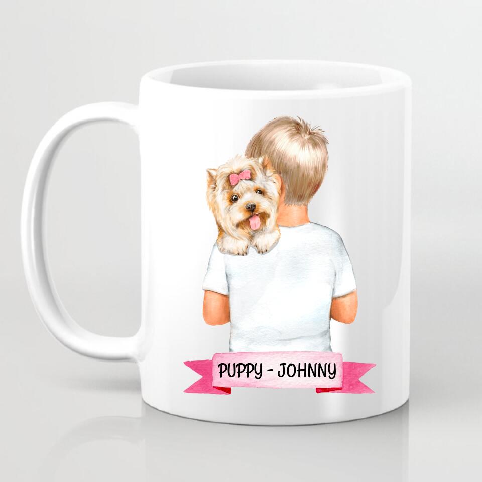 Personalized Mug - Boy/Girl with Dog in Arms