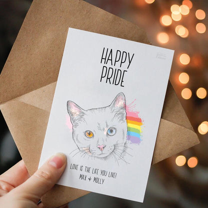 Happy Pride Katze - Personalisierbare LGBTQ Postkarte