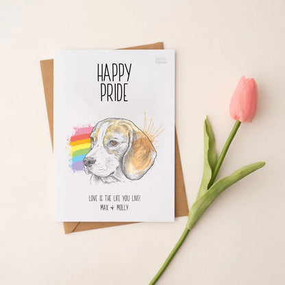 Happy Pride Hund - Personalisierbare LGBTQ Postkarte