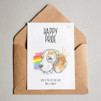 Happy Pride Hund - Personalisierbare LGBTQ Postkarte