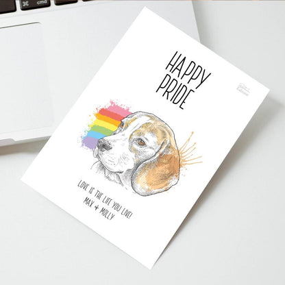 Happy Pride Hund - Personalisierbare LGBTQ Postkarte