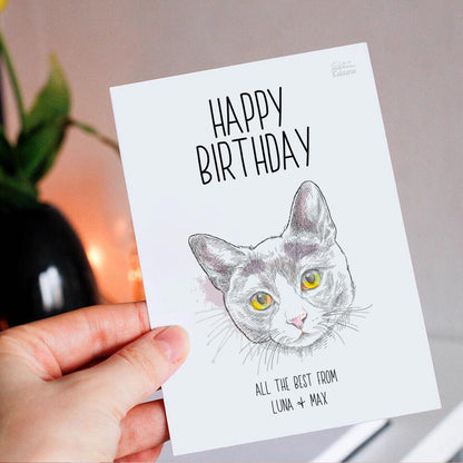 Happy Birthday Postkarte mit deiner Katze - Personalisierbar