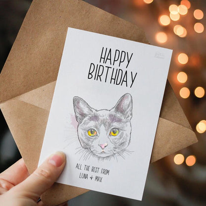 Happy Birthday Postkarte mit deiner Katze - Personalisierbar