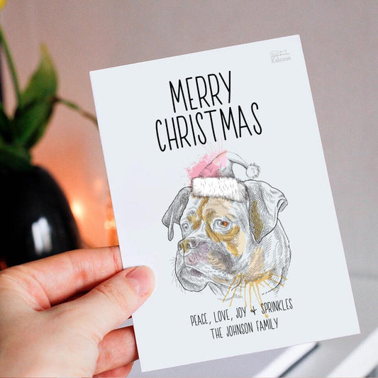 Dein Hund mit Santa-Mütze - Personalisierbare Postkarte