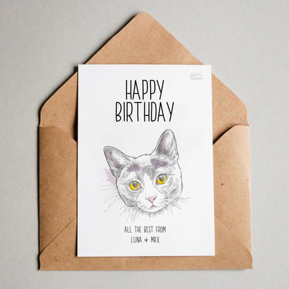 Happy Birthday Postkarte mit deiner Katze - Personalisierbar