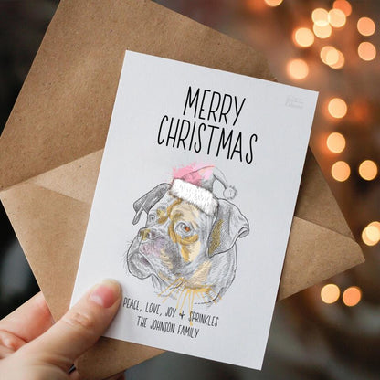 Dein Hund mit Santa-Mütze - Personalisierbare Postkarte