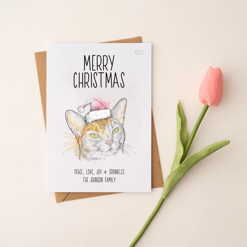 <tc>Your cat with santa hat - Customizable Postcard</tc>