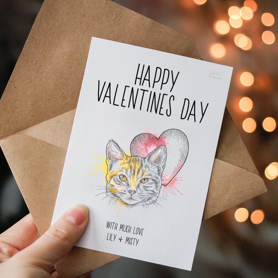 Valentinstag mit deiner Katze - Personalisierbare Postkarte