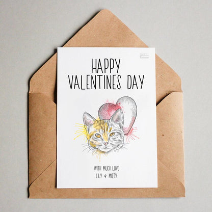 Valentinstag mit deiner Katze - Personalisierbare Postkarte