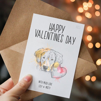 Valentinstag mit deinem Hund - Personalisierbare Postkarte