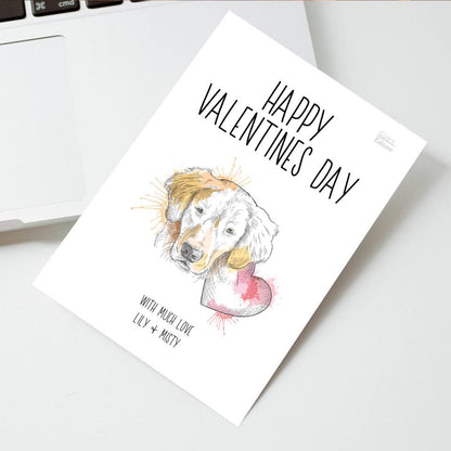 Valentinstag mit deinem Hund - Personalisierbare Postkarte