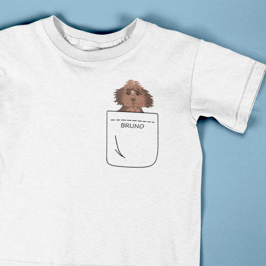 Kinder Bio T-Shirt - Dein Hund in der Brusttasche - Personalisierbar
