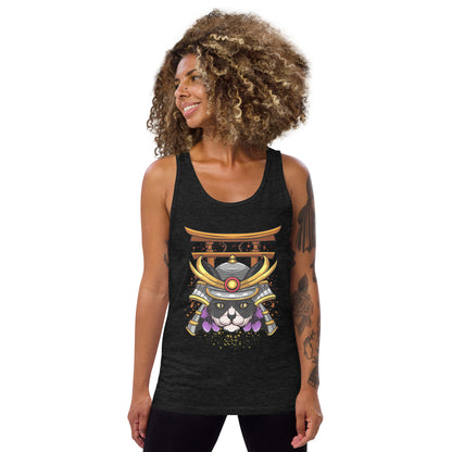 Schwarz & Weiße Katze Samurai - Unisex Tank-Top