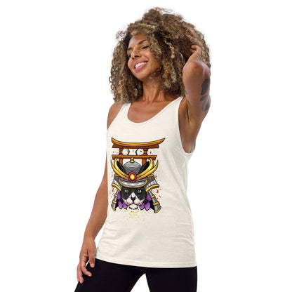 Schwarz & Weiße Katze Samurai - Unisex Tank-Top