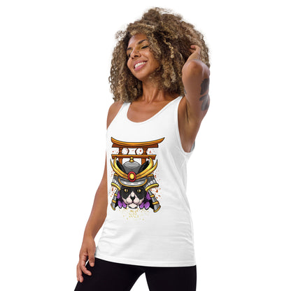 Schwarz & Weiße Katze Samurai - Unisex Tank-Top