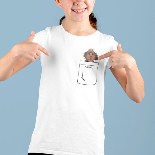 Jugend T-Shirt - Niedlicher Hund in Tasche - Personalisierbar