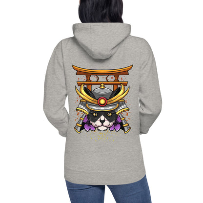 Schwarz & Weiße Katze Samurai - Unisex Kapuzenpullover