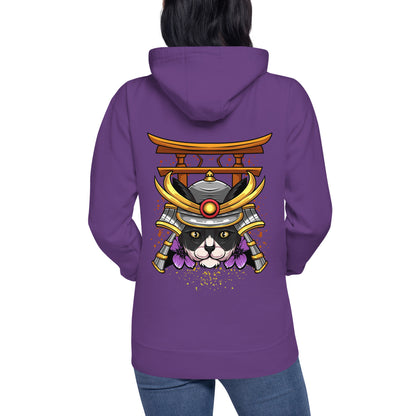 Schwarz & Weiße Katze Samurai - Unisex Kapuzenpullover