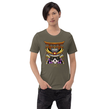 Schwarz & Weiße Katze Samurai - Unisex T-Shirt