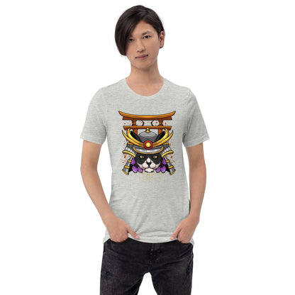 Schwarz & Weiße Katze Samurai - Unisex T-Shirt