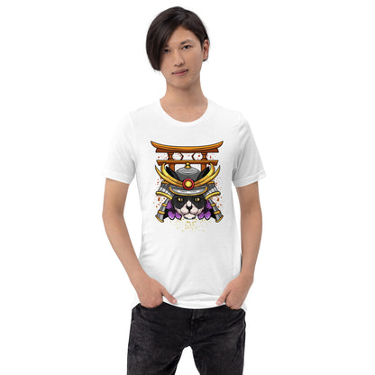 Schwarz & Weiße Katze Samurai - Unisex T-Shirt