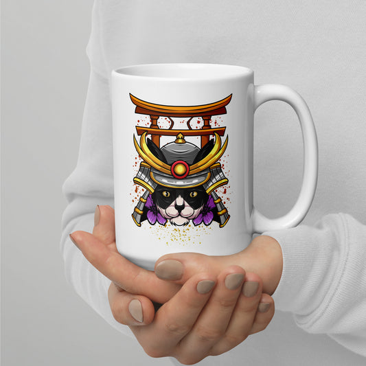 Schwarz & Weiße Katze Samurai - Tasse